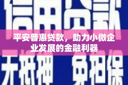 新绛平安普惠贷款，助力小微企业发展的金融利器